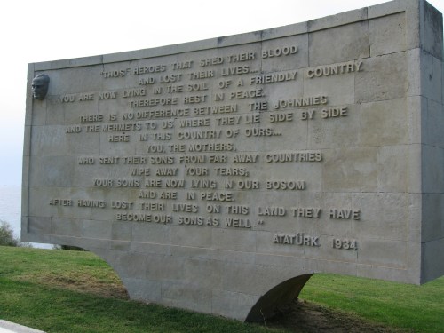 The words of comfort from Mustafa Kemal Atatürk. Gallipoli. Photo - R O'Neale