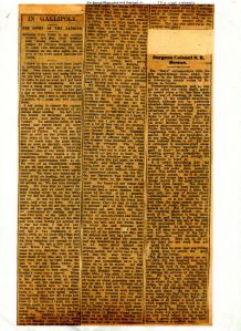 Lisle Lane - Gallipoli - The Orange Leader 1 July 1915