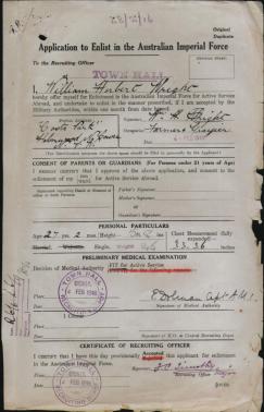 WH Wright application to enlist