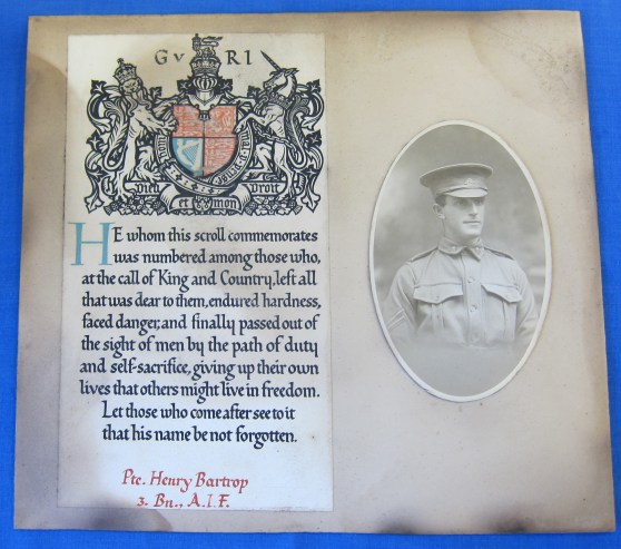 HH Bartrop memorial scroll